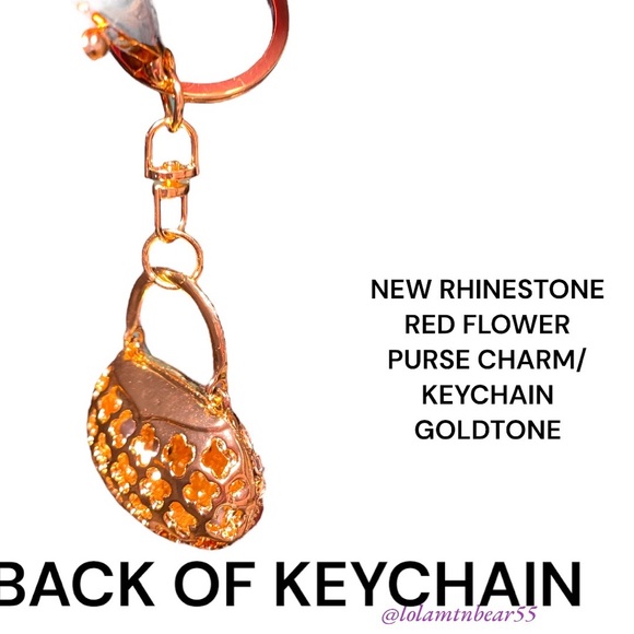 NEW RHINESTONE PURSE CHARM/KEY HOLDER WITH LOBSTER CLASP TO CLIP ON PURSE, JEANS - Picture 9 of 9